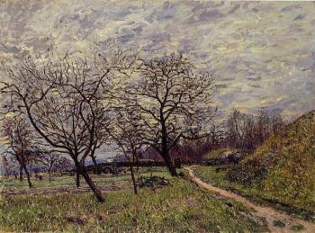 Alfred Sisley : Between Veneux and By, December Morning